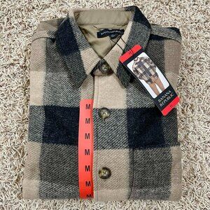 Banana Republic Men's Shirt Jacket Tan Plaid, Size Medium (New)